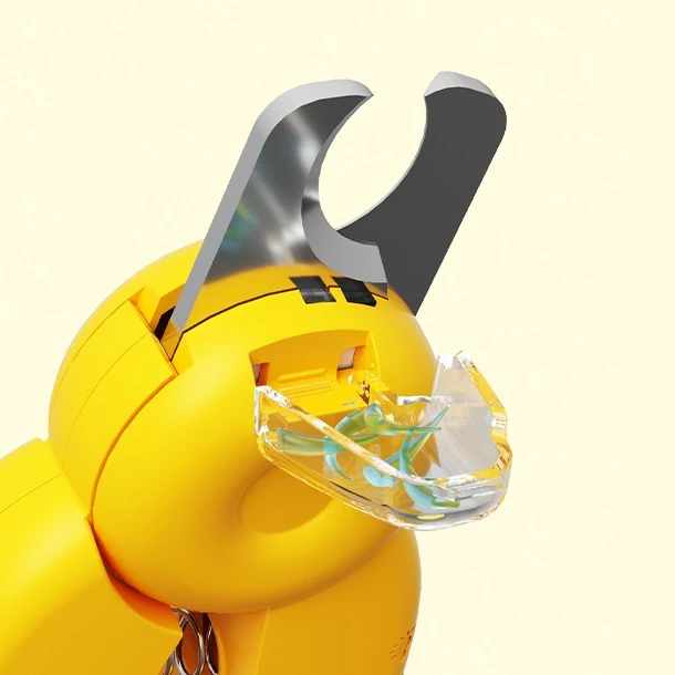 Clear guard on the LED cat nail clipper that catches clippings