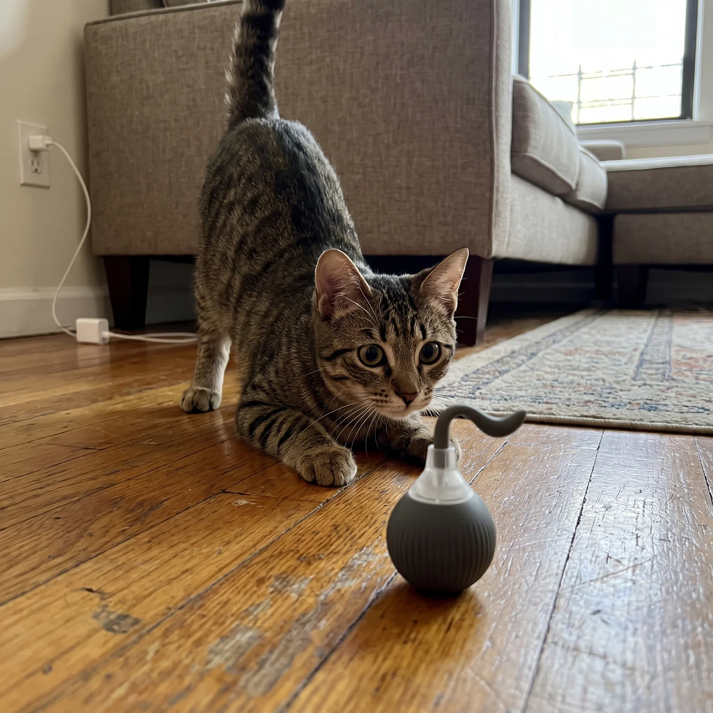 Ground Prey, self-rolling toy ball, part of The Bored Cat Kit