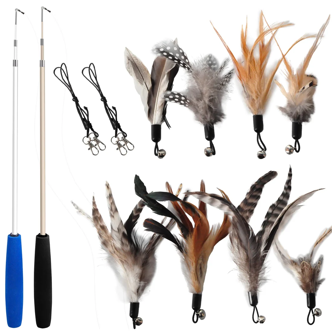 The Hunt Wand set: two teaser wands, eight feather lures and two replacement strings
